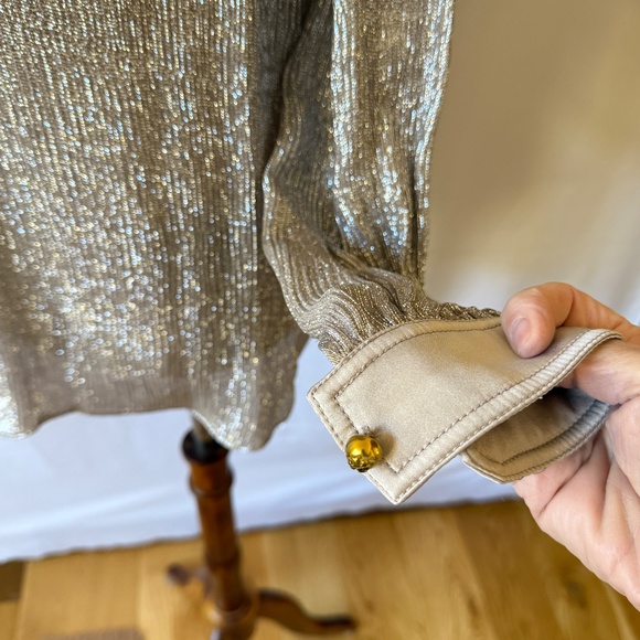 TORY BURCH CASPIAN METALLIC LAME TUNIC TOP HOLIDAY SPARKLY FLOWY ELEGANT LUXE 2 - Picture 10 of 12